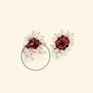 Van Cleef & Arpels orecchini con diamanti e 4 ct circa rubini ovali